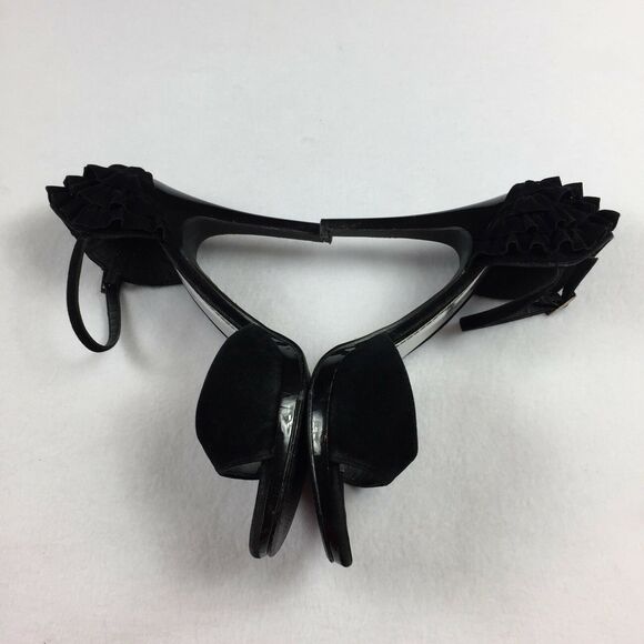 Dollhouse Maneater Heels Size 8.5 Sexy Black Ruffle Open Toe Pumps Womens 8 1/2 - Picture 4 of 8
